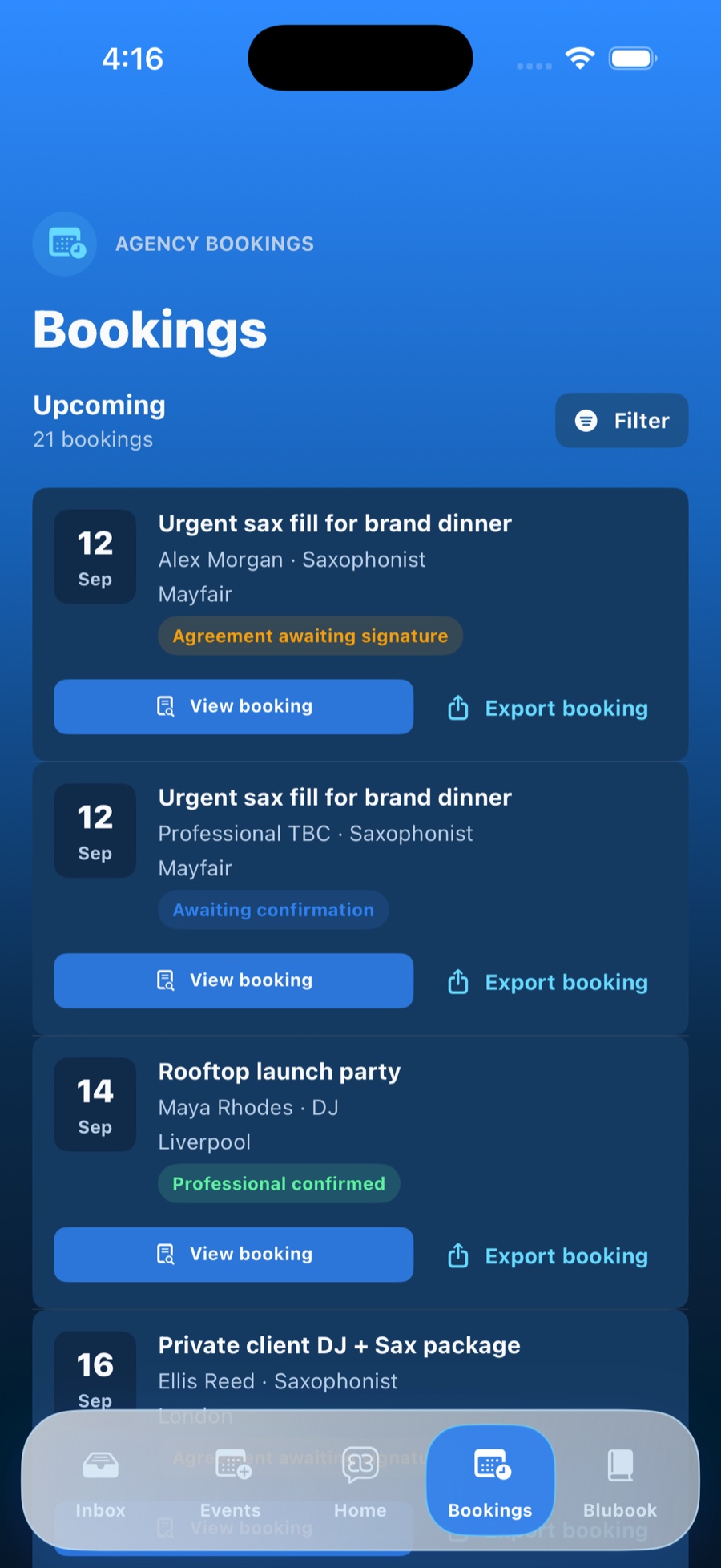 Agency Bookings · Confirmed work and next steps