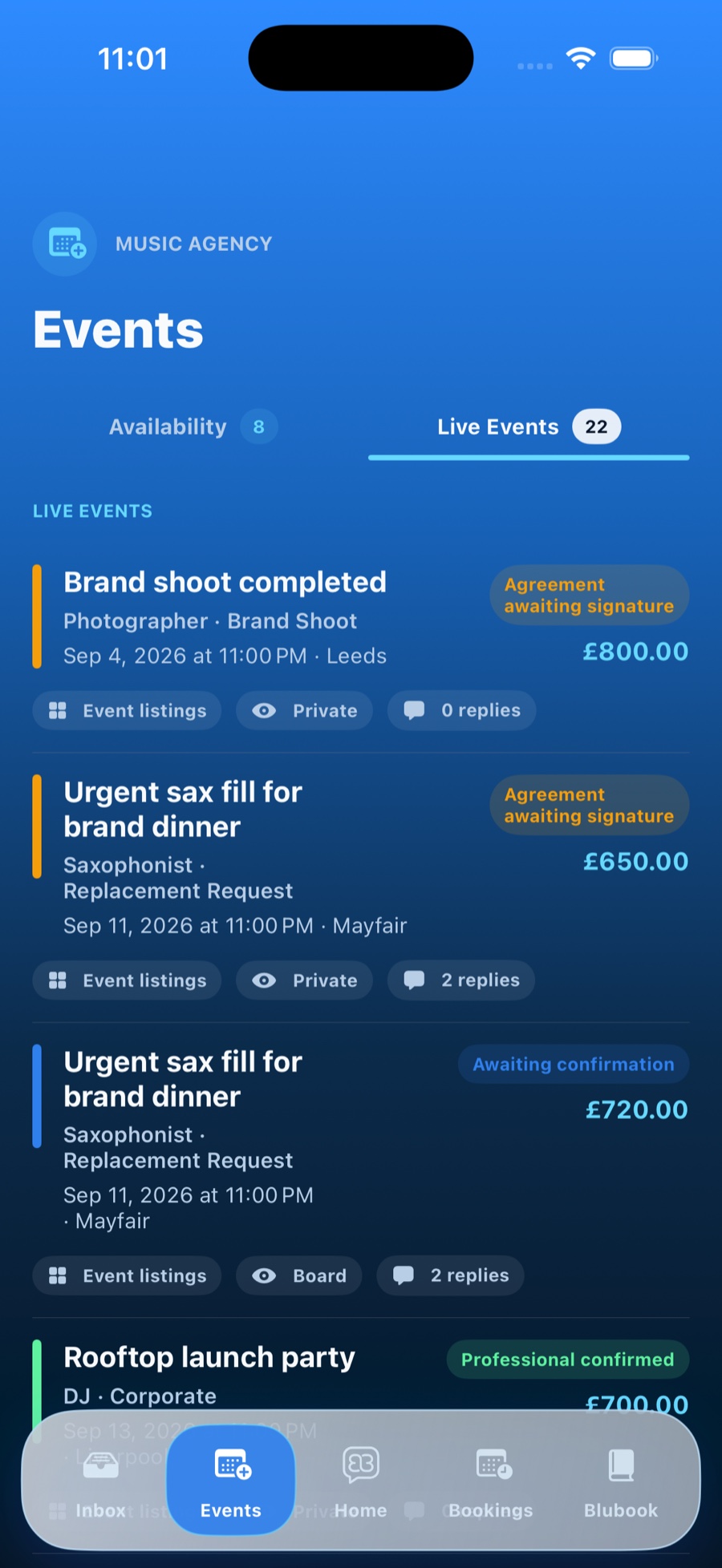 Agency Events · Live briefs