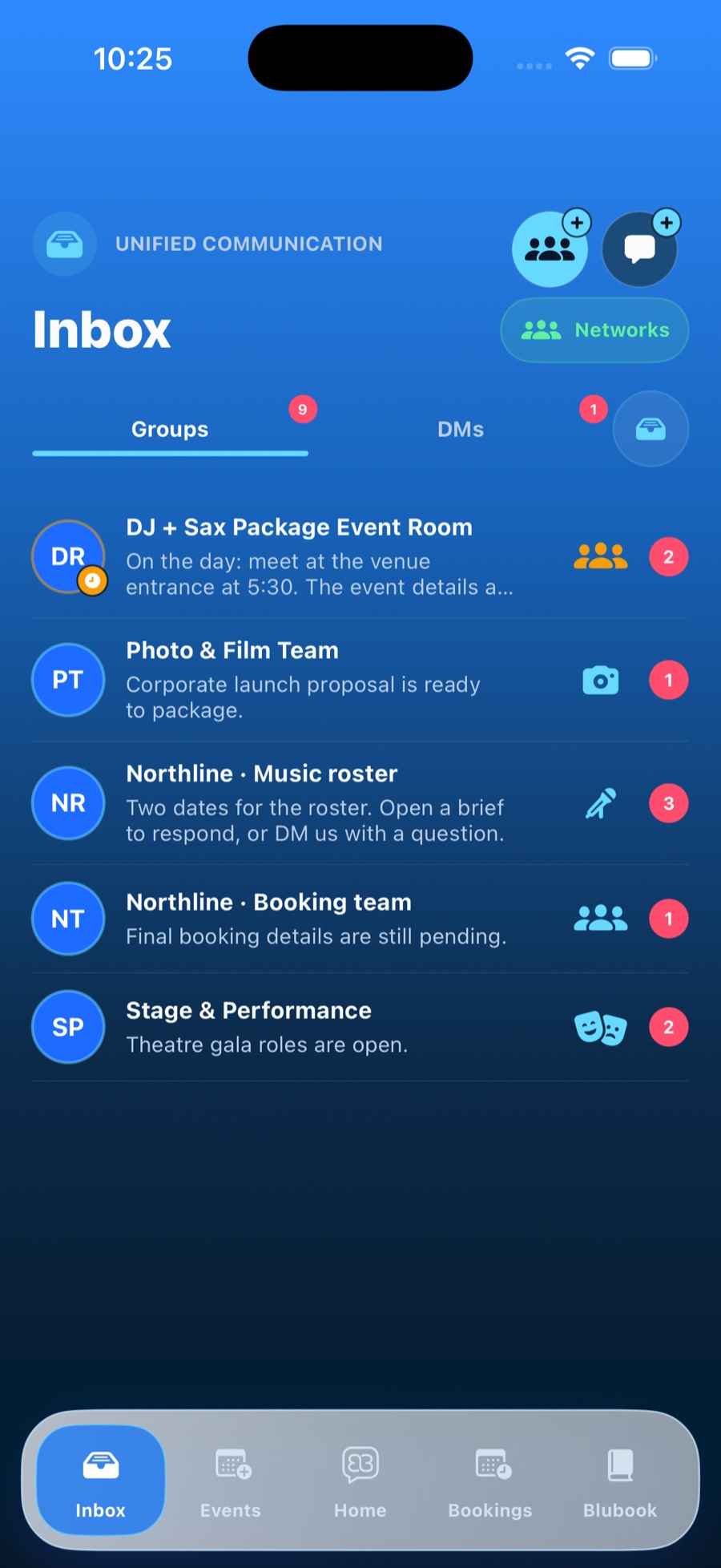 Agency Inbox · Team and artist conversations