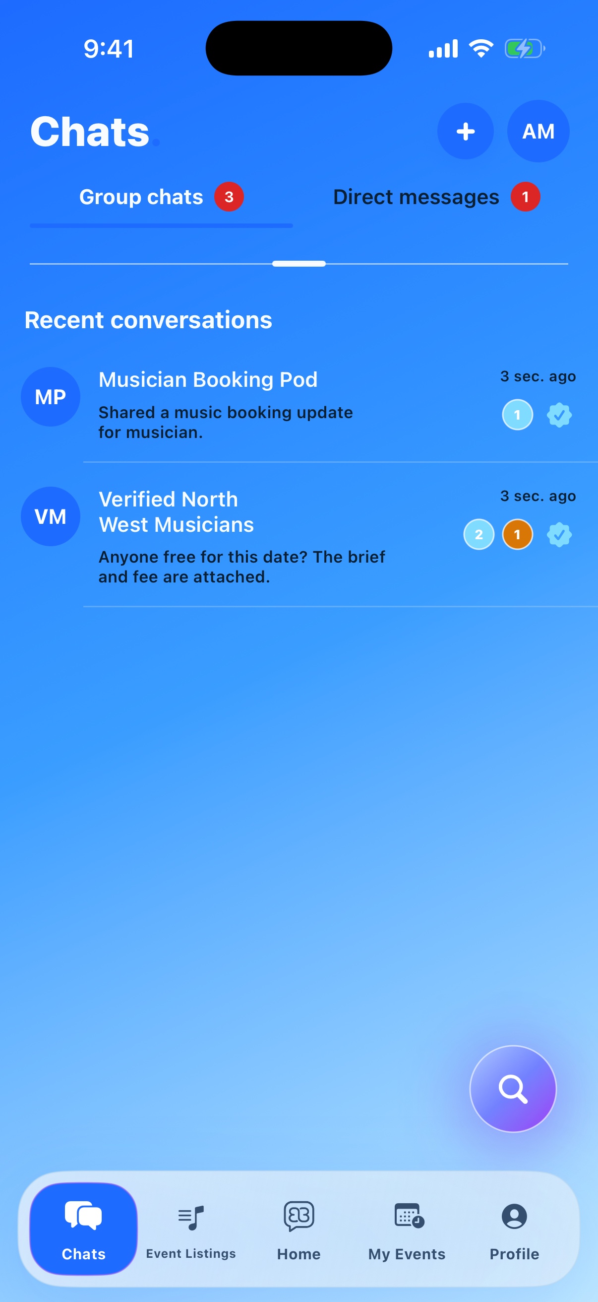 Chats · Group chats and direct messages in the current Blubook Beta